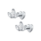 Lovely Flat Back Threaded CZ Diamond Stud Earrings