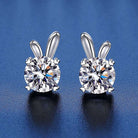 925 Silver Cute Rabbit Moissanite Earrings