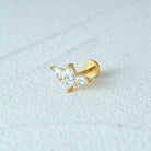 14k Gold Plated CZ Diamonds Flat Back Earrings