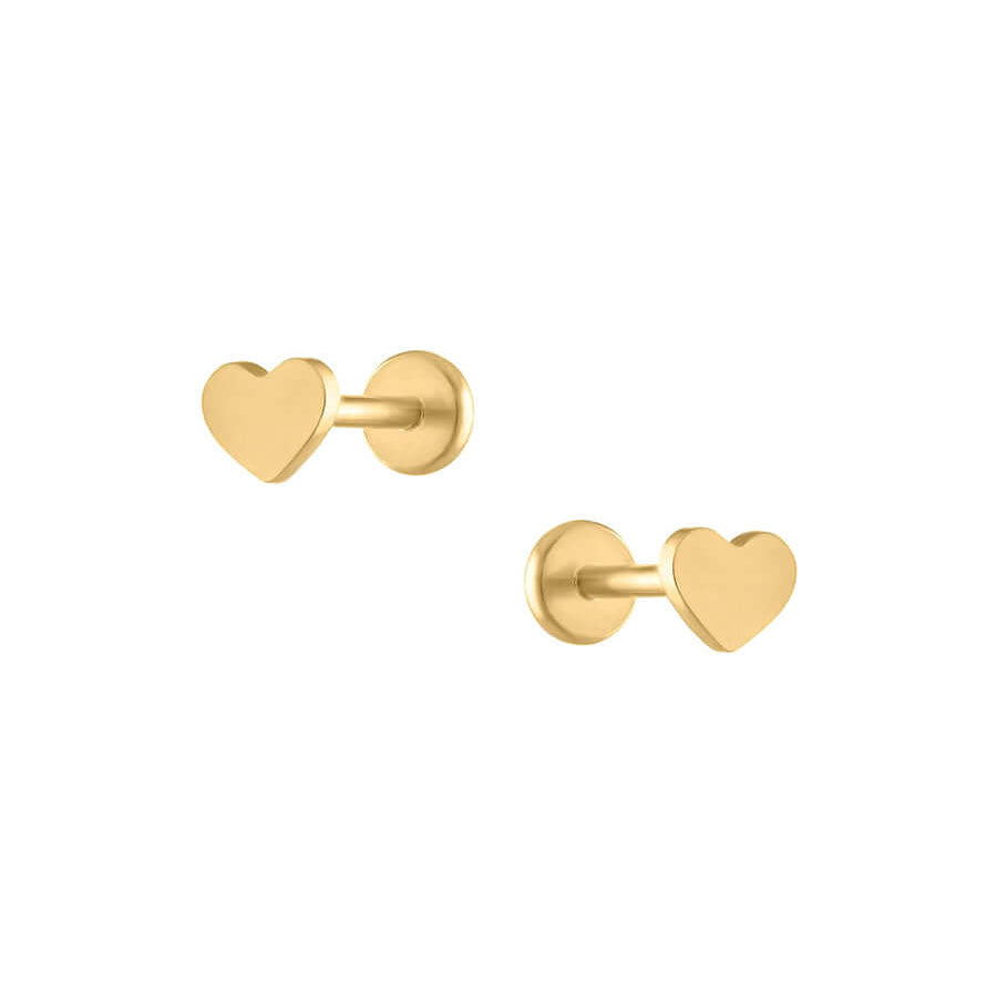 Trendolla Classic Heart Flat Back Sleeper Earrings