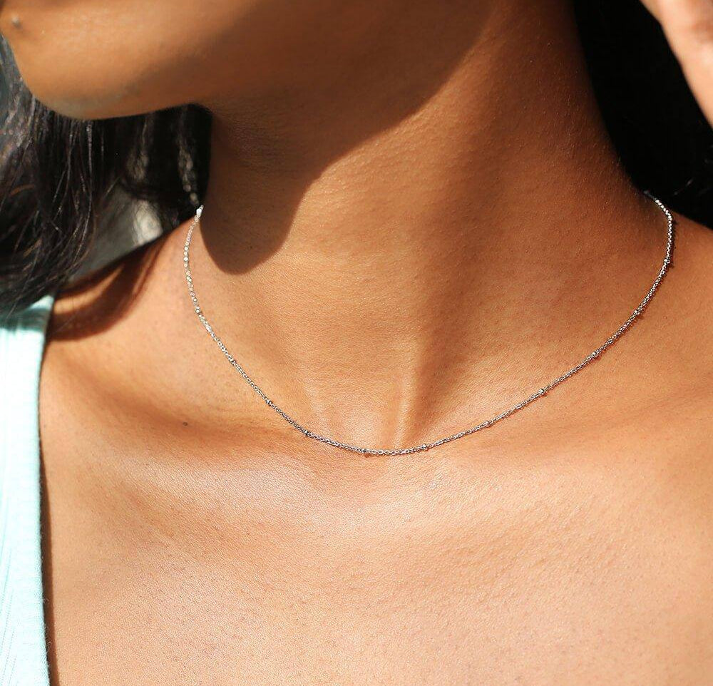 Chain Necklace 18ct White Gold Plated Vermeil on Sterling Silver of Trendolla - Trendolla Jewelry