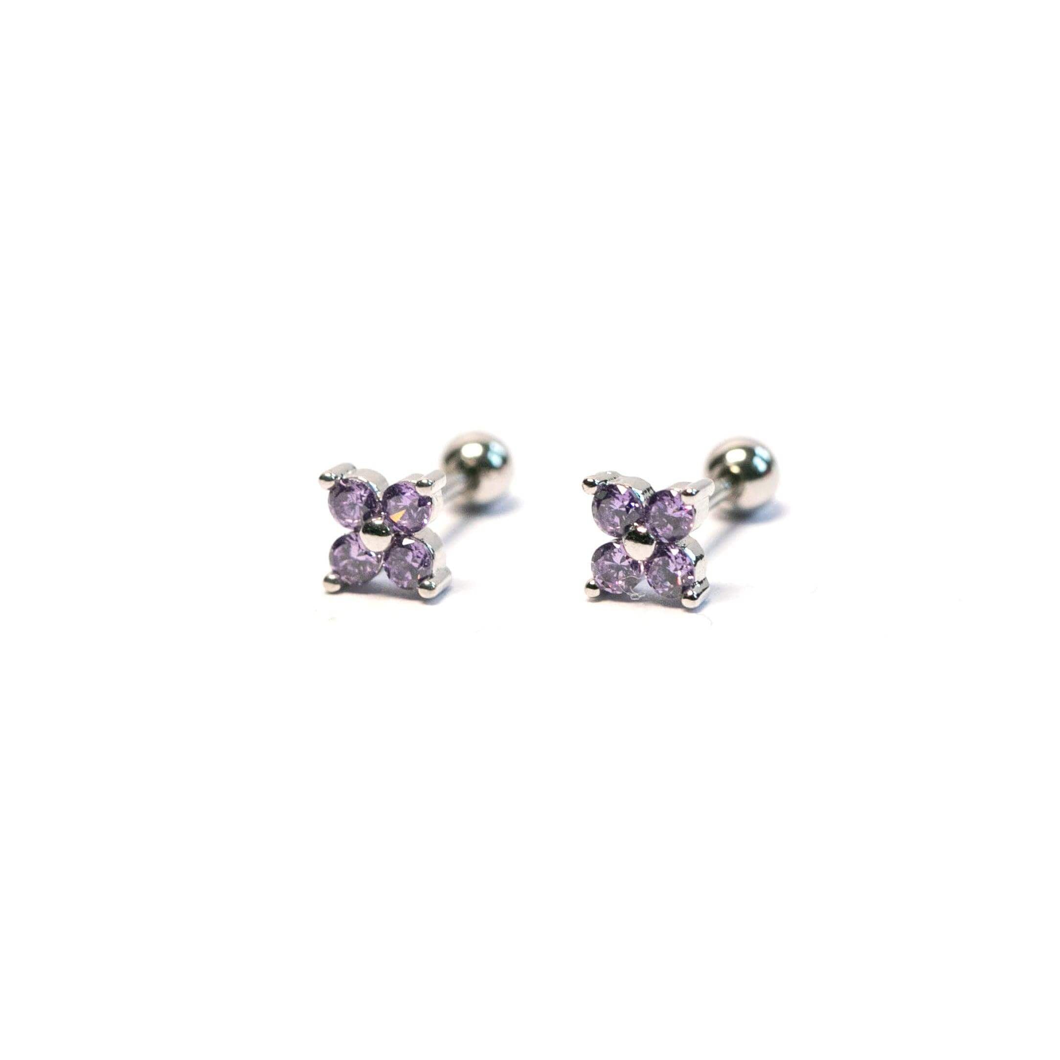 Dainty Clover Earrings Barbell Earrings Ball Back Earrings Nap Earrings - Trendolla Jewelry