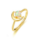 Gold Plated Sterling Silver Crescent Moon and Star Ring Adjustable Moon Ring - Trendolla Jewelry