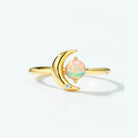 Gold Plated Sterling Silver Crescent Moon and Star Ring Adjustable Moon Ring - Trendolla Jewelry