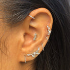 Mini Floral Piercing Barbell Earrings Ball Back Earrings Nap Earrings - Trendolla Jewelry