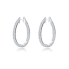 Oval Earrings Cubic Zirconia Diamond 18ct White Gold Plated Vermeil on Sterling Silver of Trendolla - Trendolla Jewelry