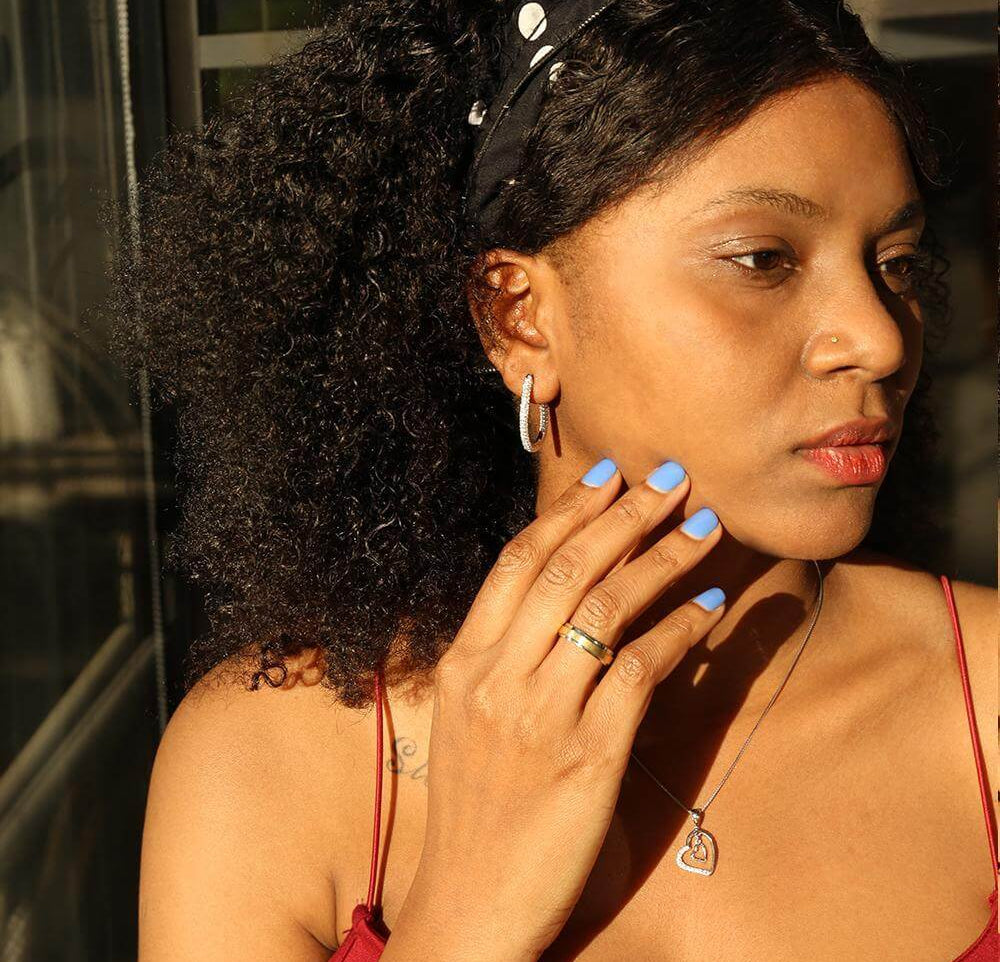 Trendolla Jewelry: Oval Earrings Metal: 18ct White Gold Plated Vermeil on Sterling Silver - Trendolla Jewelry