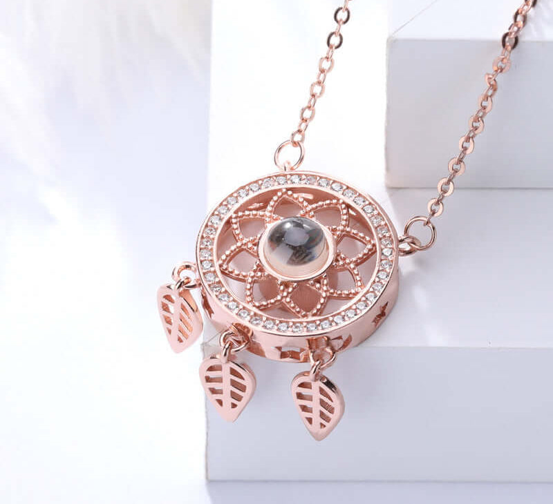 Dream Catcher CZ Diamonds Necklace With Picture Inside Dream Catcher CZ Diamonds Necklace With Picture Inside Trendolla Jewelry
