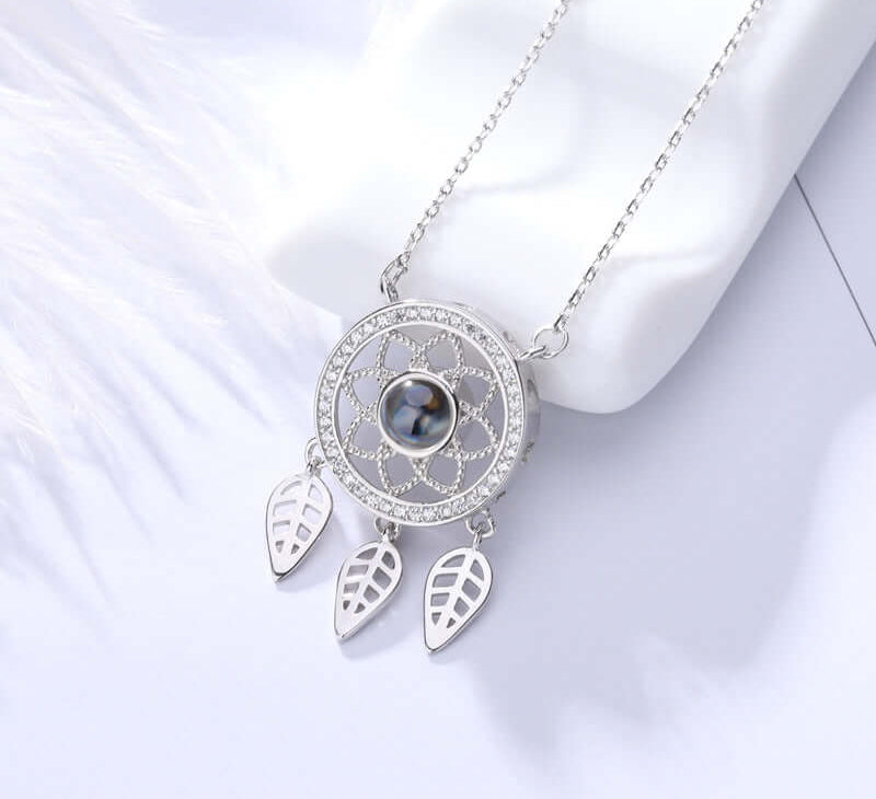 Dream Catcher CZ Diamonds Necklace With Picture Inside Dream Catcher CZ Diamonds Necklace With Picture Inside Trendolla Jewelry