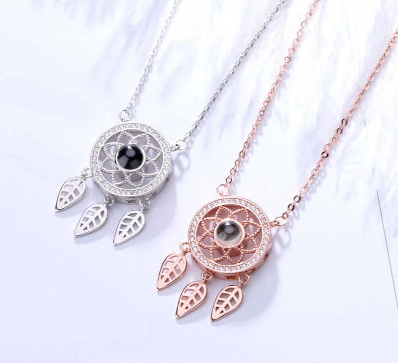Dream Catcher CZ Diamonds Necklace With Picture Inside Dream Catcher CZ Diamonds Necklace With Picture Inside Trendolla Jewelry