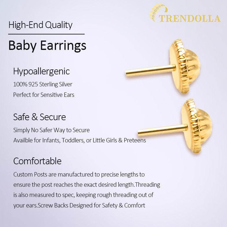 Small Channel Set CZ 8mm Baby Children Earrings Hoop Huggie Safety Latch - Trendolla Jewelry