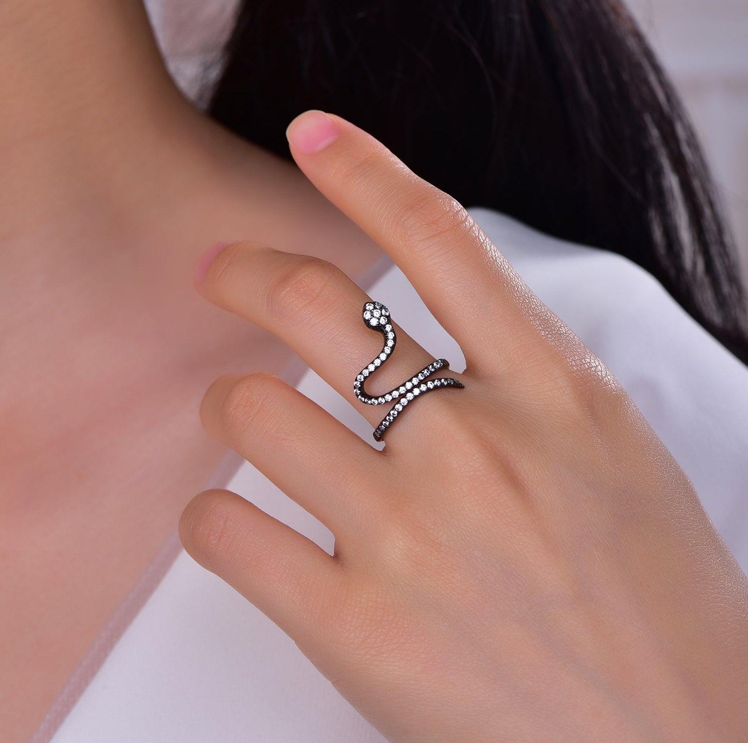 Trendolla Adjustable Open Snake Index Finger Ring - Trendolla Jewelry