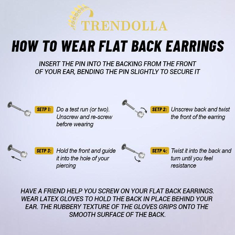 Trendolla Four-claw Crystal Flat Back Cartilage Earrings