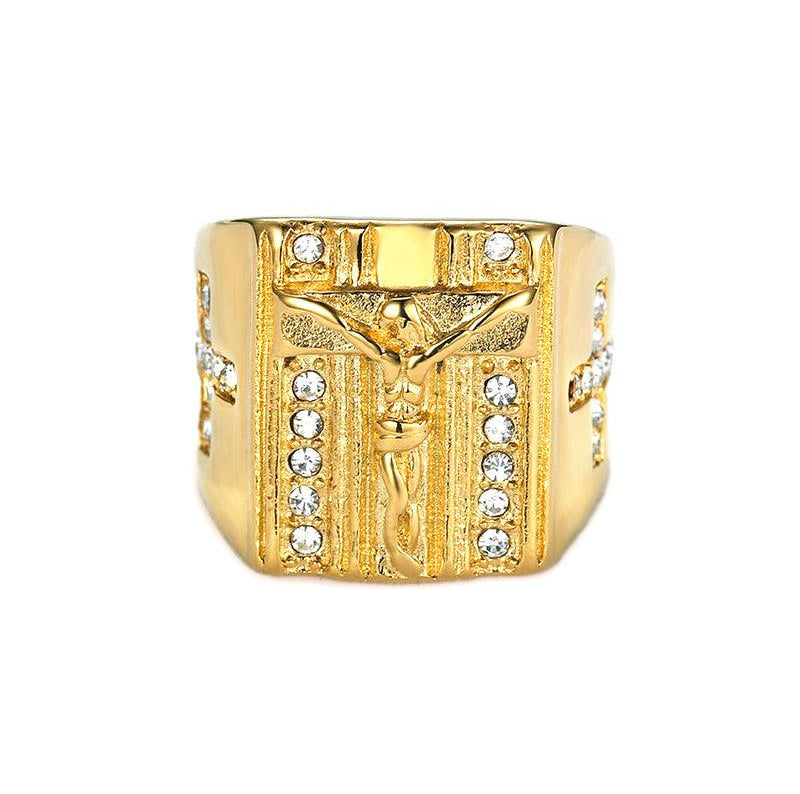 Trendolla Crystal Cubic Zirconia Christian Jesus Cross Ring Band Ring - Trendolla Jewelry