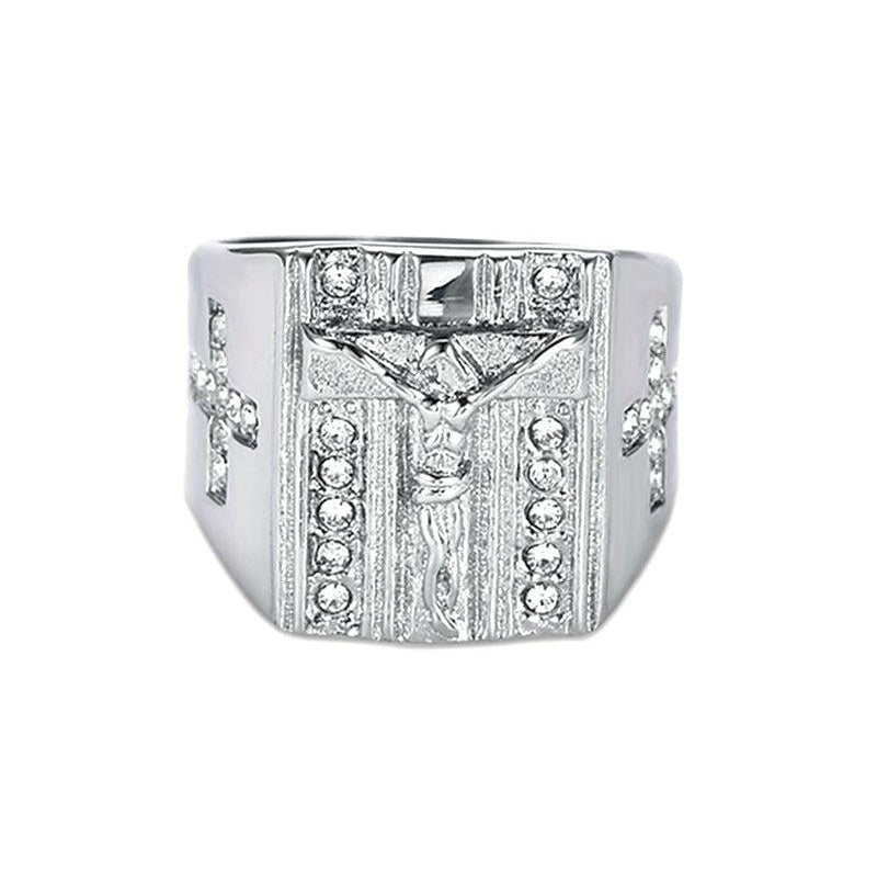 Trendolla Crystal Cubic Zirconia Christian Jesus Cross Ring Band Ring - Trendolla Jewelry