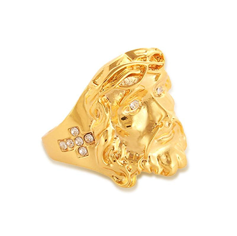 Trendolla Gold Plated Silver Christian Jesus Cross Ring Band Ring - Trendolla Jewelry