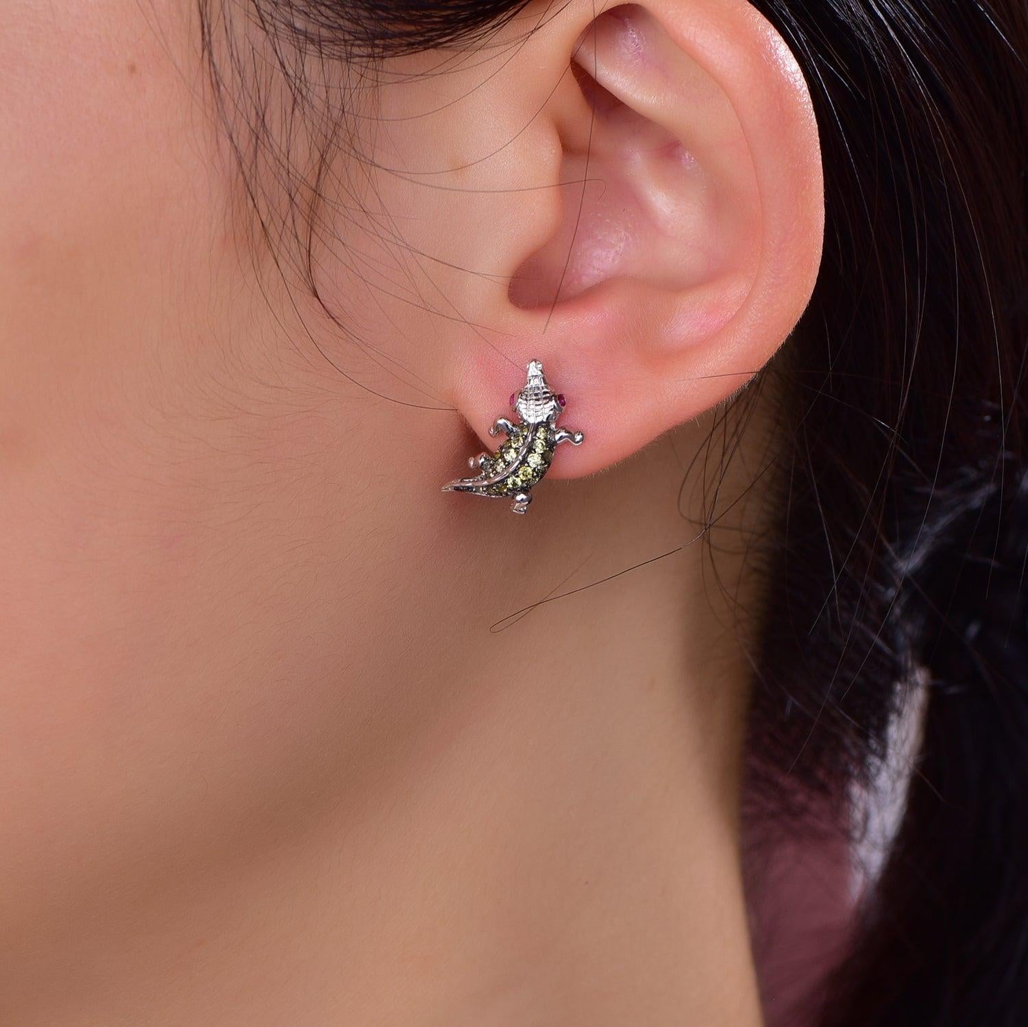 Trendolla Lizard Sterling Silver Earrings - Trendolla Jewelry