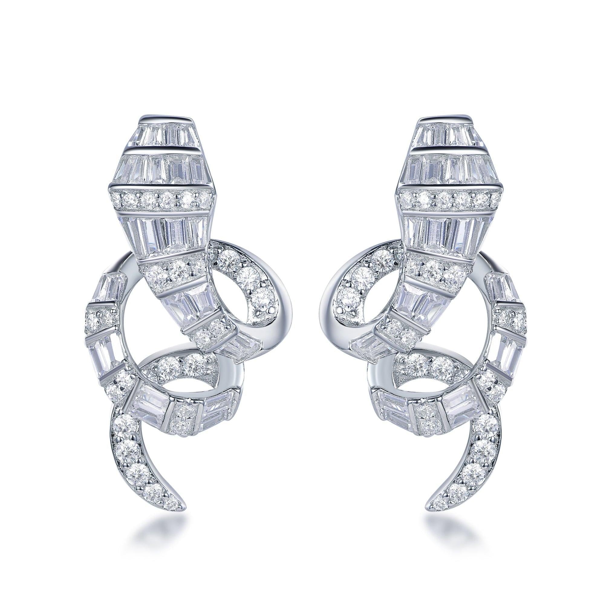 Trendolla Snake Shape Sterling Silver Earrings - Trendolla Jewelry
