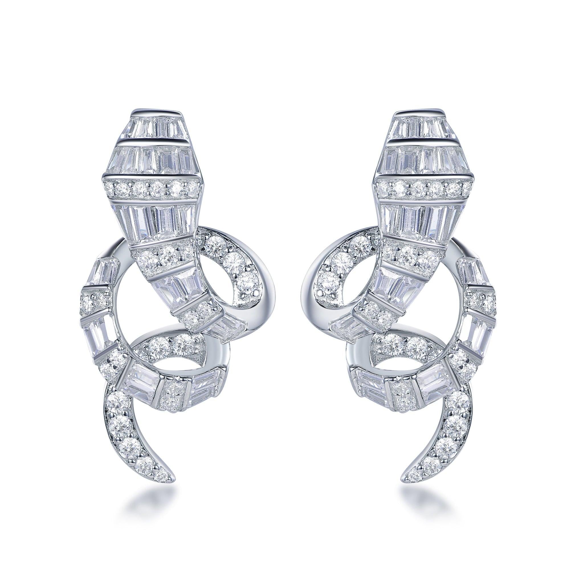 Trendolla Snake Shape Sterling Silver Earrings - Trendolla Jewelry