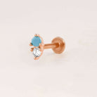 Turquoise Double Gemstone Ball Back & Flat Back Cartilage Earrings