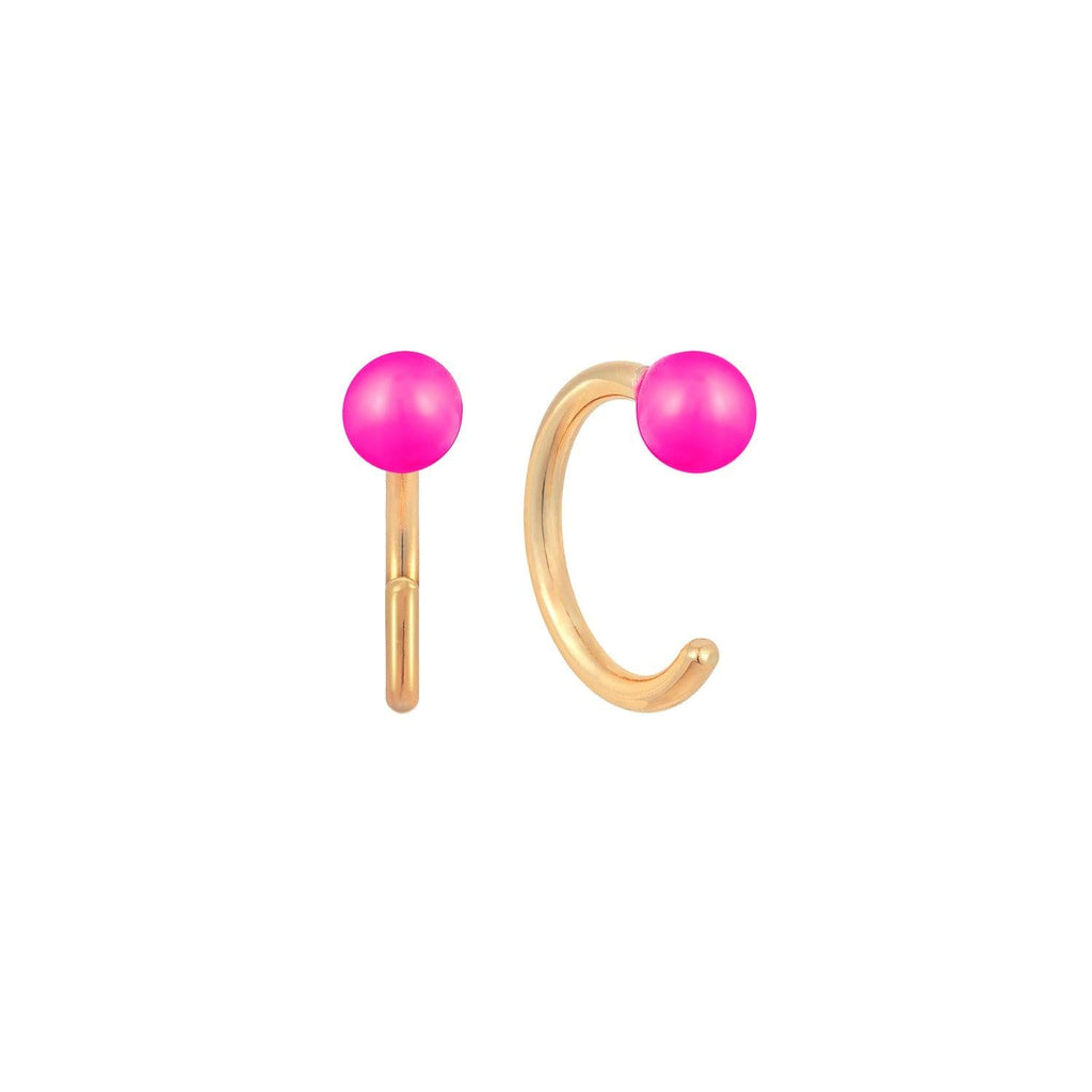 Baby Ball Neon Pink Huggie - Trendolla Jewelry