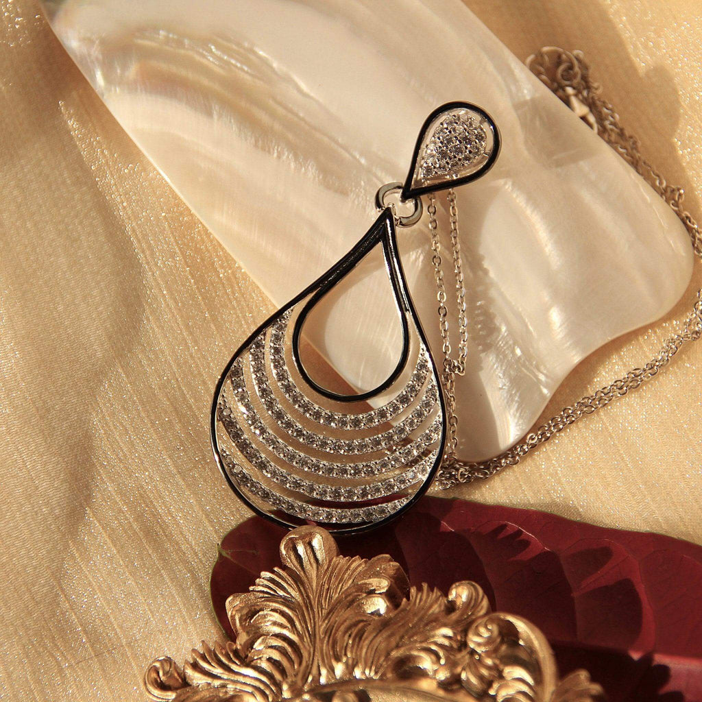 Diamond Pave Teardrop Pendant Necklace
