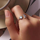 Sterling Silver Classic Sun And Moon Ring Adjustable Moon Ring - Trendolla Jewelry