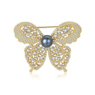 Trendolla Butterfly Cultured Pearl Sterling Silver Pin Brooch - Trendolla Jewelry