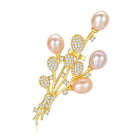 Trendolla Flower Cultured balloon Sterling Silver Pin Brooch - Trendolla Jewelry
