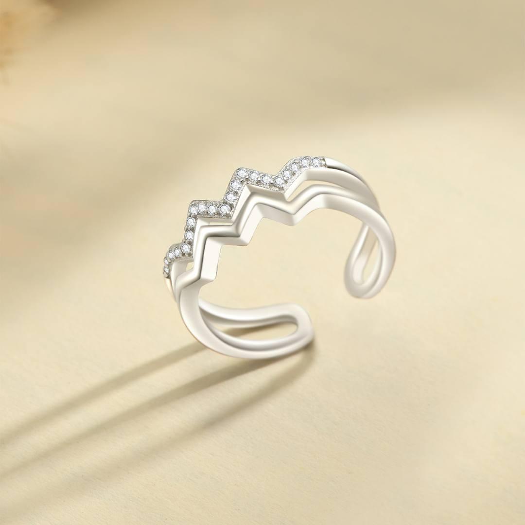 Trendolla Sterling Silver Highs and Lows Ring - Trendolla Jewelry